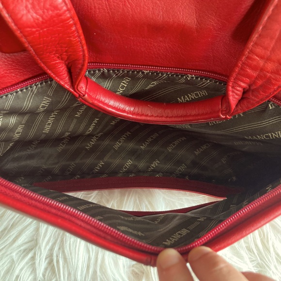 Mancini Red Leather Triple Compartment Briefcase for 15” Laptop/Tablet - Picture 7 of 16